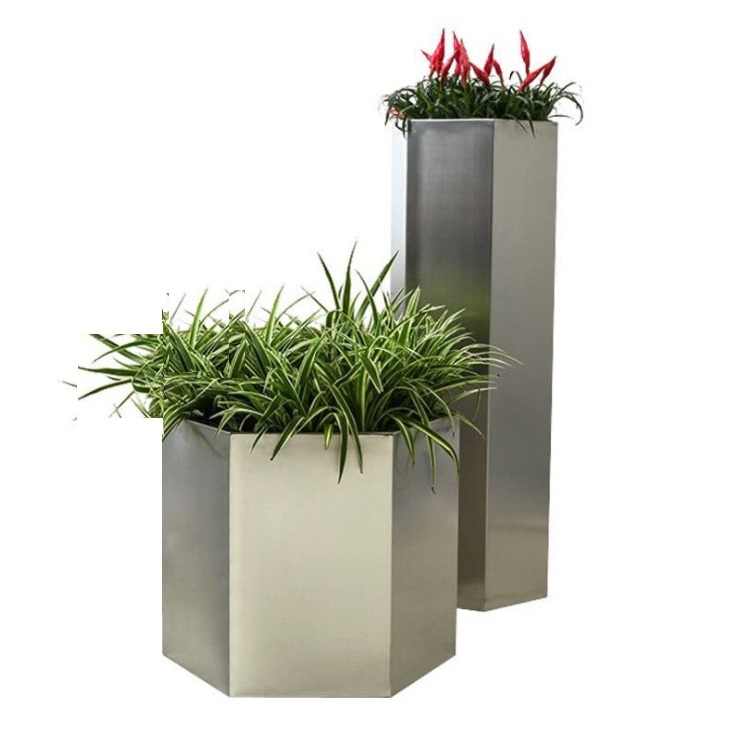 Outside garden metal rectangular planter box flower pot