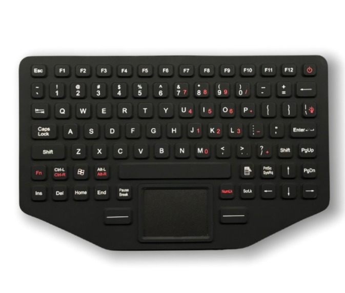 IP67 Industrial Silicon Rubber Backlit Keyboard waterproof Dustproof Mini Keyboard With Touchpad Front Panel Mounted -40℃