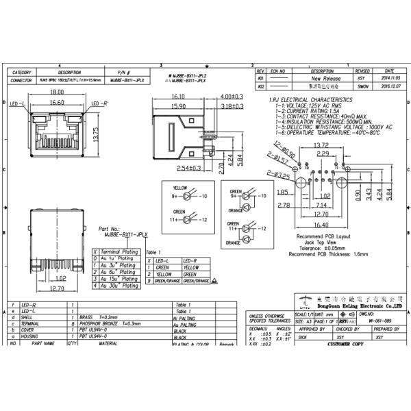 15 U" Right Angle Cat 5 RJ45 Connections For Networking / Communication Equipment
