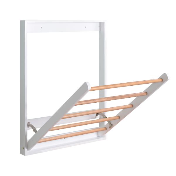 Quality Solid Beech Wall Mount Clothes Drying Rack Folding Desk Space Saving For Bathroom for sale