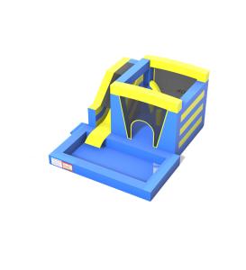China Blue Yellow Inflatable Jumping House With Slide And Pool wholesale