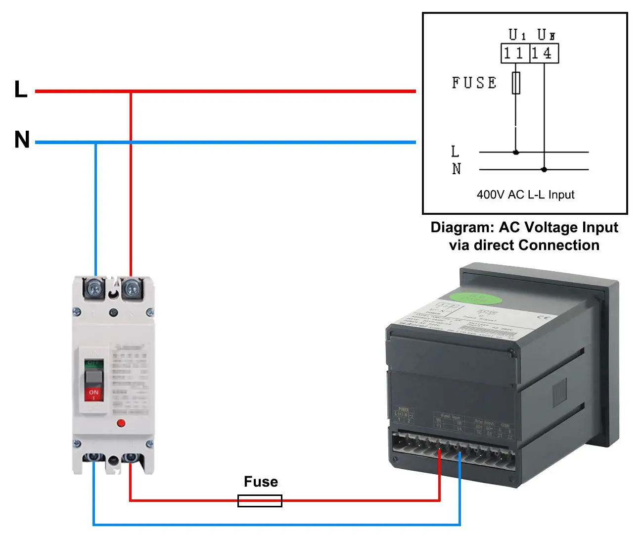 Acrel AMC72L-AV Single Phase Output Current 4-20mA With LCD Display Energy Measuring And Monitoring RS485 Communication