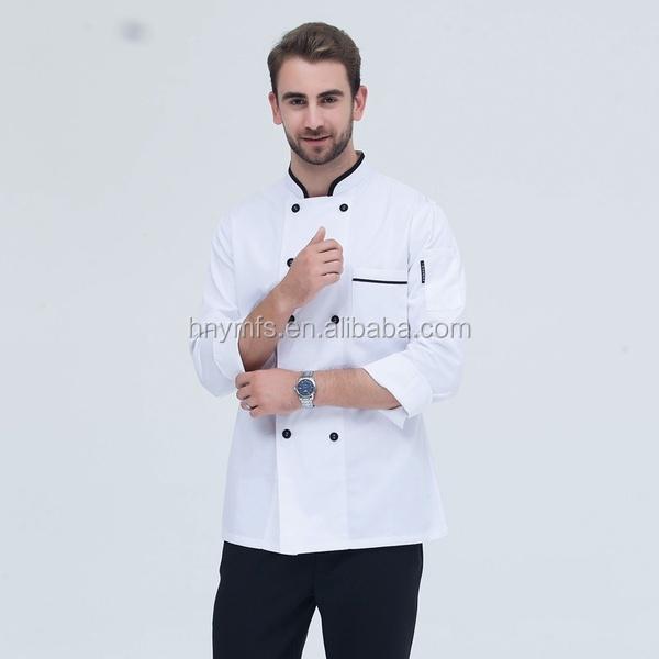 Amazon Hot Sale Catering Uniforms White Long Sleeve Chef Jacket Chef's Clothing