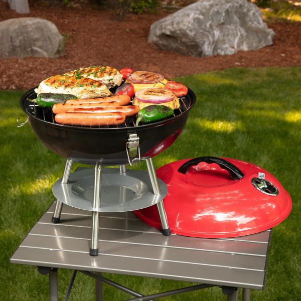 Apple Shape Charcoal Grill Portable Outdoor Camping Ball Mini Barbeque with Locking Lid