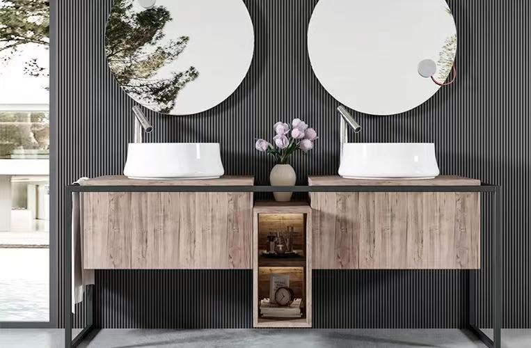 Solid Wood Cabinet Vanity for Small Toilets Includes Mirror and Countertop from YALIG