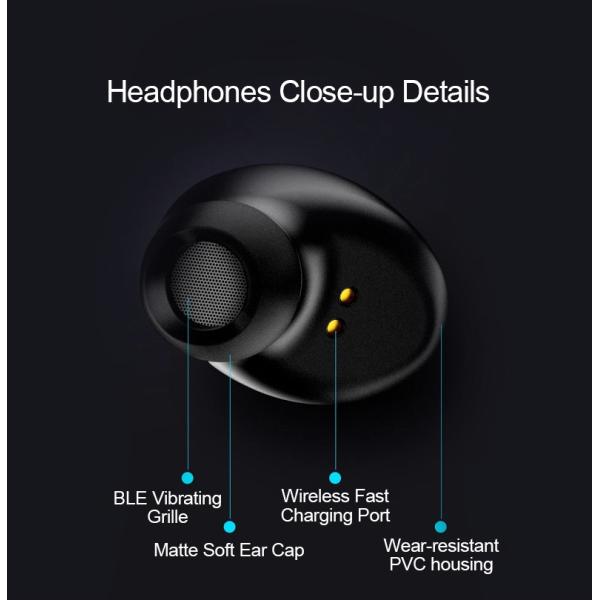 True Tws Wireless Bluetooth 5.0 Waterproof Earbuds Touch Control ABS Material