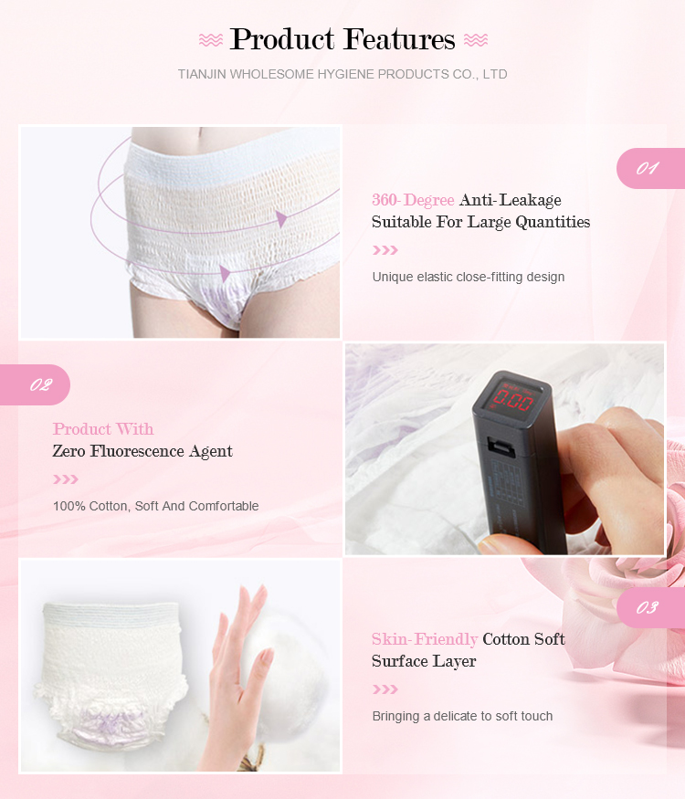 Disposable Period Pant with Breathable Menstrual Underwear in White OEM ODM