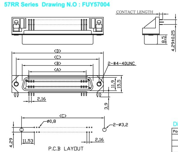 DDK Female PCB Right Angle Centronics 50 Pin Connector Champ Connector 25pairs