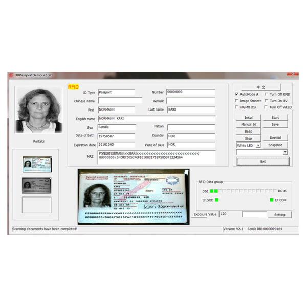 MEPR100+ OCR and RFID Plane Style Passport Reader Identity Document Scanner for Hotel Check in