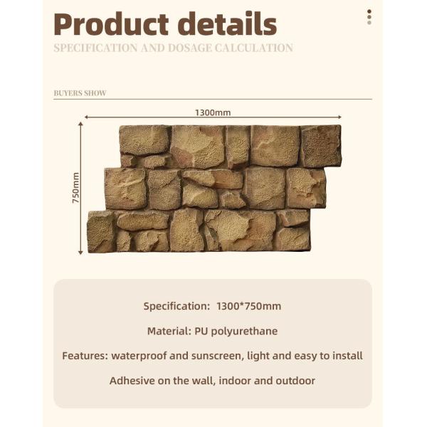 Modern PU Stone Wall Panels Boards Interior Exterior Waterproof Fireproof Moisture Proof