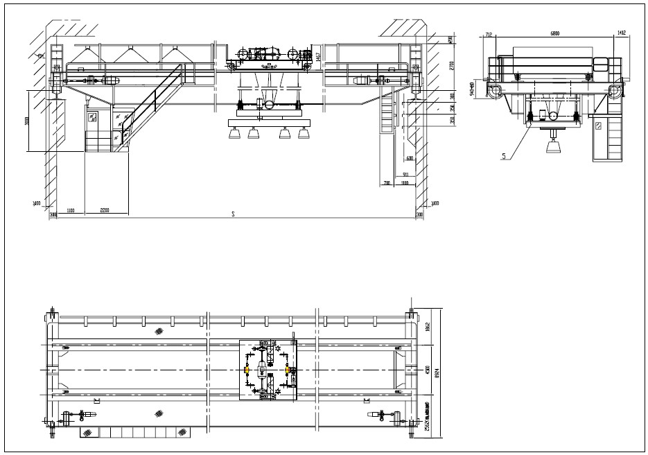 40 Ton Double Girder Overhead Crane , Compact Electromagnetic Overhead Crane