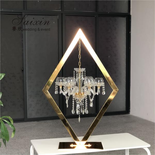 New hot style for wedding centerpiece crystal gold candelabra table decor chandeliers candle holder with support