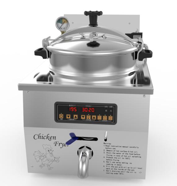 Quality Digital Panel 16L 3KW 220V/110V Chicken Express Counter Top Pressure Fryer for sale
