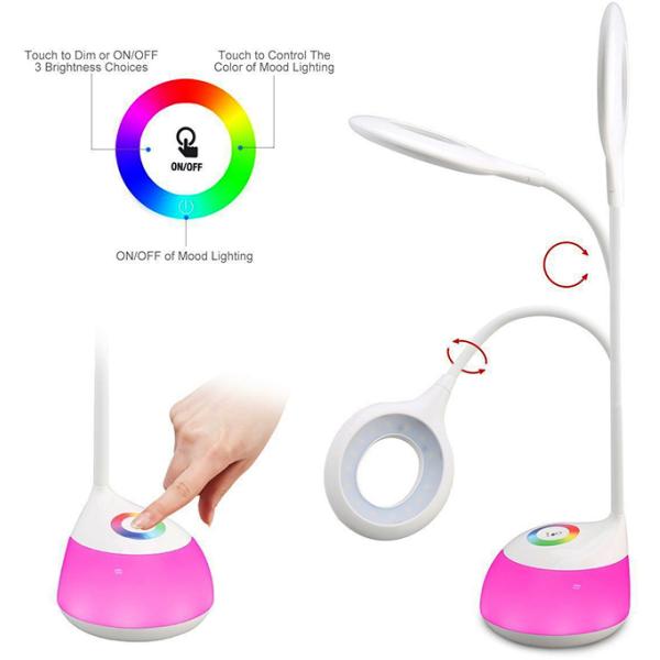 Portable Stepless Dimming Led Reading Table Lamp , Led Flexible Desk Lamp Customized Colors