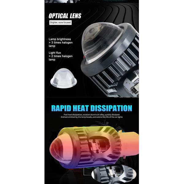 Mini Driving Light DRL Motorcycle LED Headlight Bulb H4 H6 BA20D P15D Auto Car Fisheye Projector Lens Dual Color