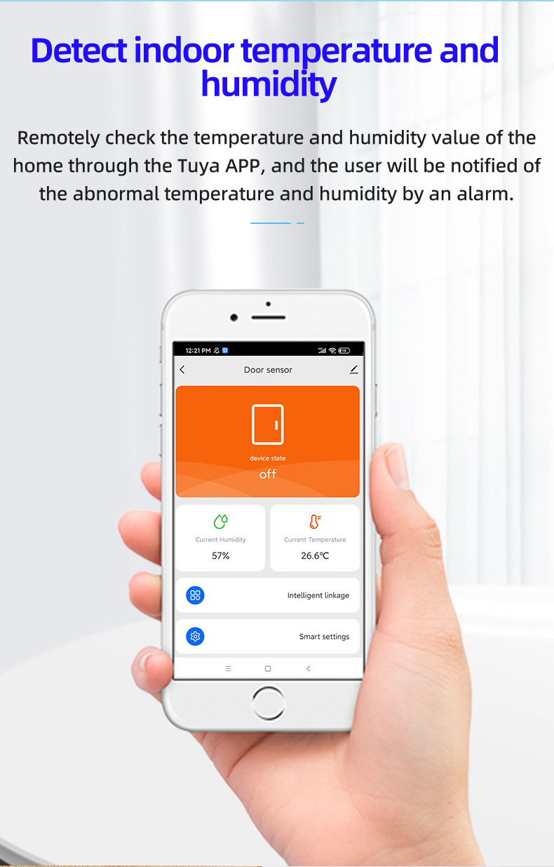 Tuya Smart Wireless Door Window Sensor Home Alarm System Temperature Humidity Detection