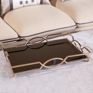 China Nordic Stainless Steel 20.5cm Width Tea Set Serving Tray wholesale
