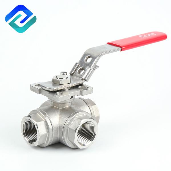Quality DN20 T Port 3 Way Ball Valve Operation ISO5211 Lost Wax Casting for sale
