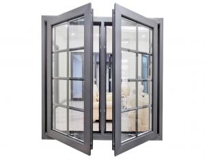 China Gray UPVC Double Glass Aluminium Windows Casement PVDF Coated wholesale