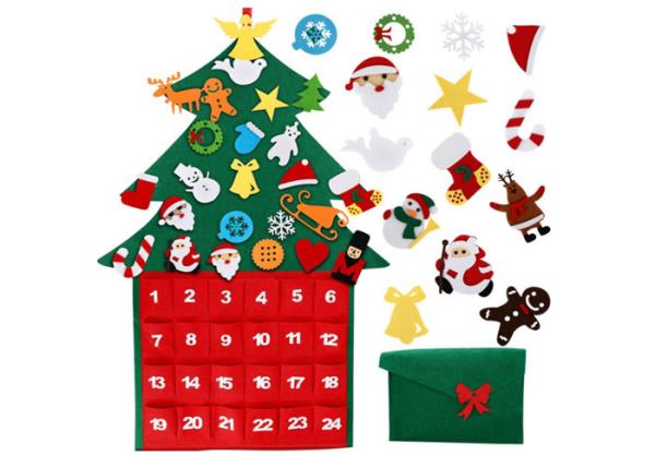 Quality Reusable Felt Christmas Tree Decorations Advent Calendar Waterproof No Fading for sale