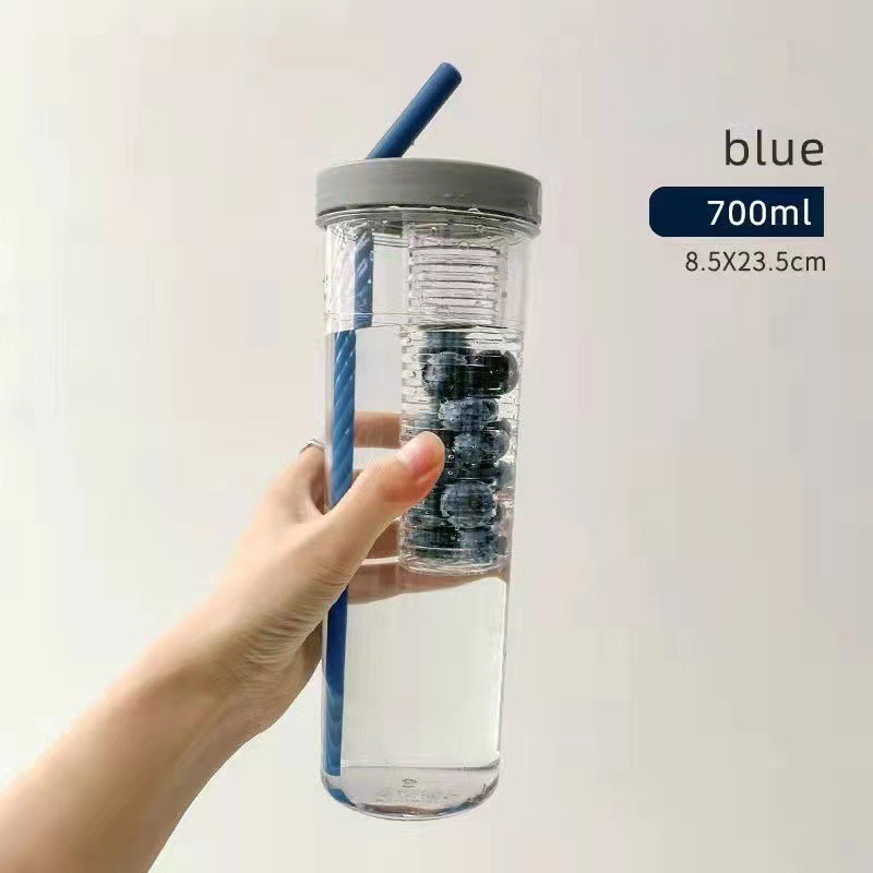 Portable Personalized Clear Custom Printed Plastic Water Bottles 600ml BPA Free Water Bottle With Straw Leak Proof For Kids Daily Use 17.5*7.5cm140g