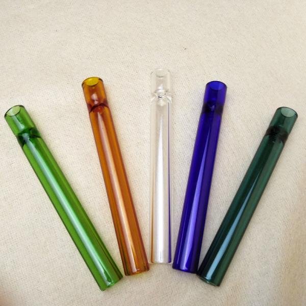 Quality Glass Cigarette Bat Recycling Hookah Tube Chillum Pipes 4 Inch Length for sale