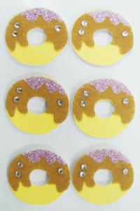 China Doughnut Round Fuzzy Animal Stickers , Non Woven Custom Glitter Stickers wholesale