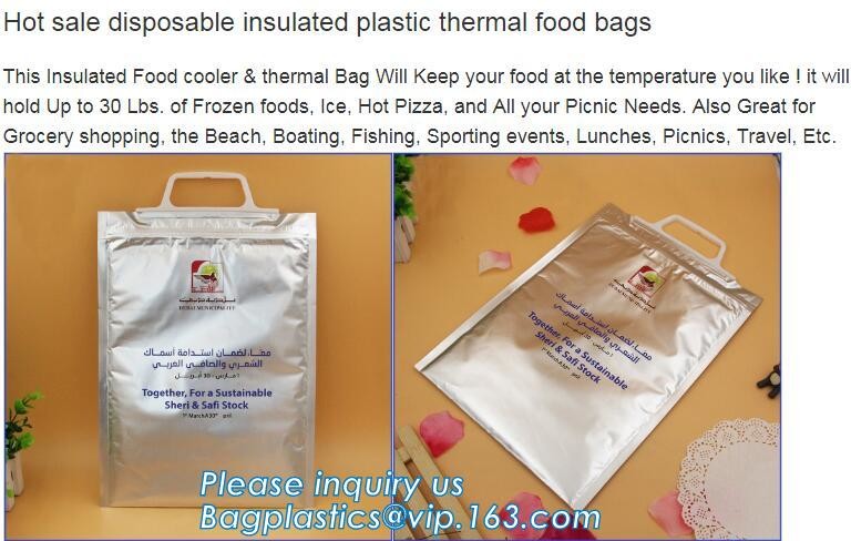 Custom Packing Aluminum Foil Zip-Lock Grocery Handle Thermal Insulation Cooler Bag For Outdoors,Promotional Insulated La