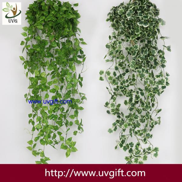 Quality UVG 90cm long artificial grape vines fake ivy with plastic leaf garland for garden ornament BHP01 for sale
