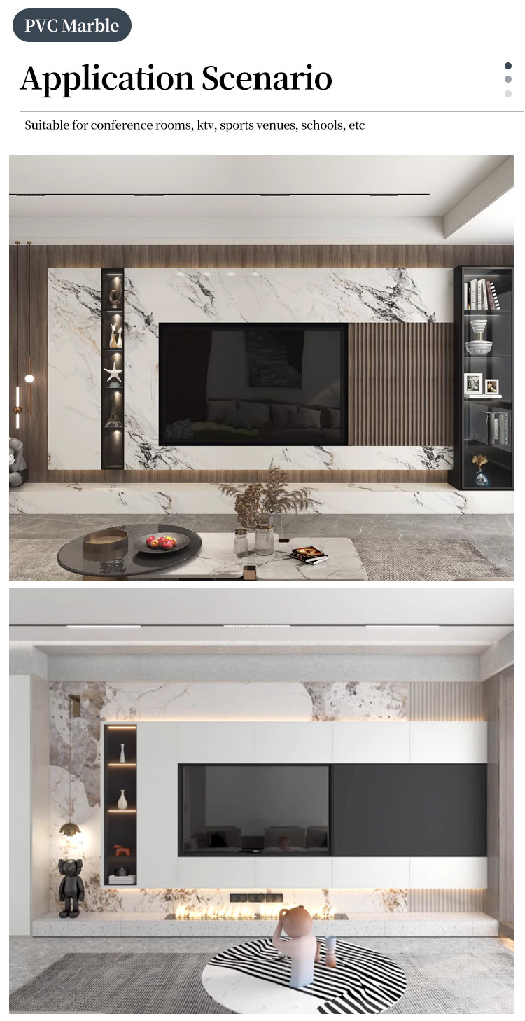 Fireproof Bamboo Wood Fiber Wood Veneer 8MM Interior Marble Wall Panel