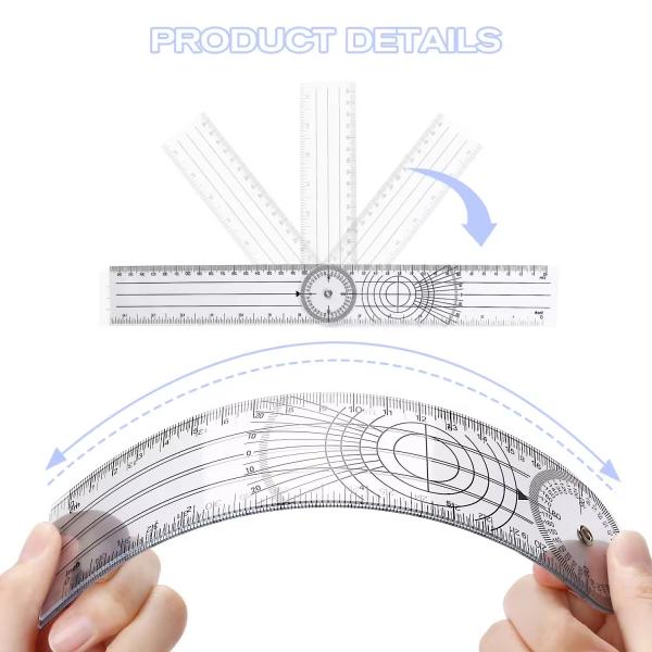 Wintape Multifunction Goniometer Plastic Goniometer Clear Quick Angle Protractor for students Works