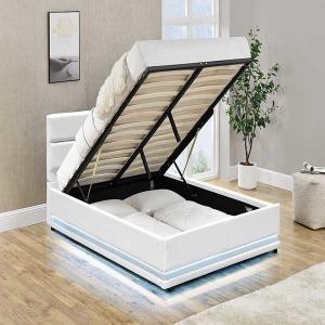 China White Solid Back Gas Lift Queen Storage Bed Comfortable For Sleep FSC wholesale