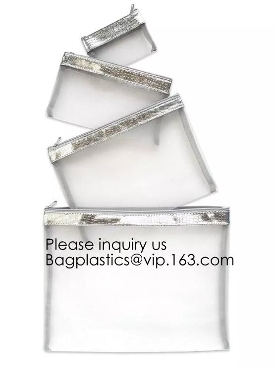 Mesh Bags Makeup Bags Cosmetic Travel Organizer Bags Mesh Zipper Pouch Pencil Case,Assorted Piped Pouches, bagease pac