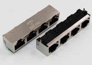 China Four Ports Ganged RJ45 Multi Connector 1 x 4 R / A Right Angle RoHS Complaint on sale