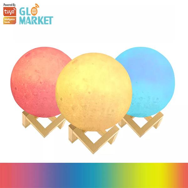 Quality Glomarket Tuya Wifi Smart 3d Printing LED Moon Lamp 7W Wireless Remote Control for sale