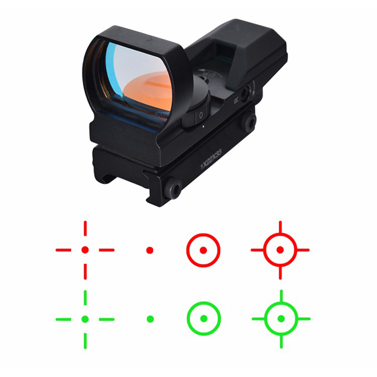 22mmX33mm Objective Dia Red Green 4 Patterns Reticle Reflex Red Dot Reflex Sight