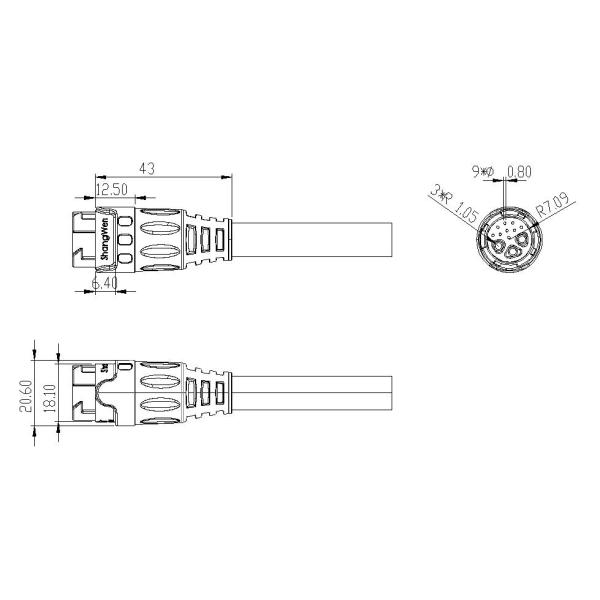 M19 Connector 3 Holes 9 Pin Male Connector Plug Signal power integrated