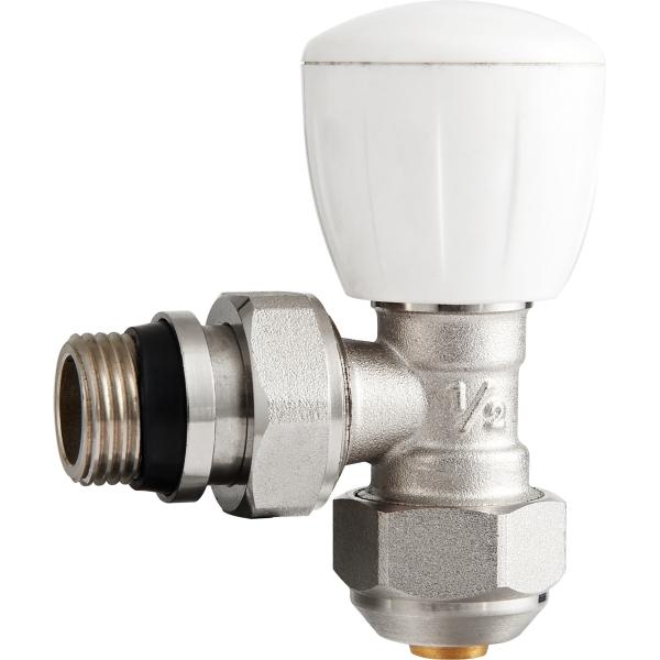 4203 Angle Type Multi-turn Brass TRV Valve for Radiator Supply DN15 Nickel Plated with AL-PL Adapter x Flex. Male Nipple