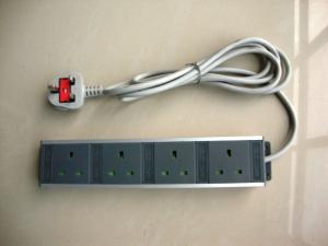 Black UK 4 Socket Electrical Extension Cord , Rack Mount Power Distribution Unit