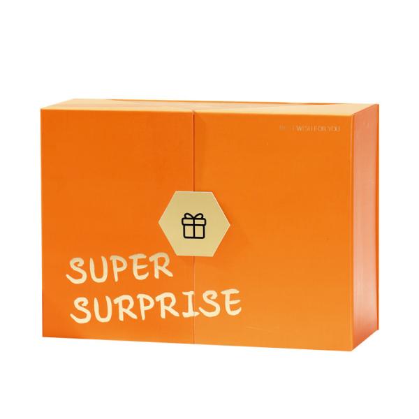 Double Opening Perfume Foldable Gift Boxes Orange Foldable Cardboard Watch Case Business Valentines