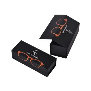 China Foldable Paperboard Eyewear Gift Box Packaging Sunglasses Black Rectangle on sale