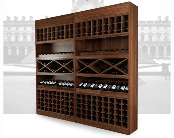 Quality Solid Wood Wine Storage Racks Showcase / Commercial Wine Racks Nostalgic Style for sale