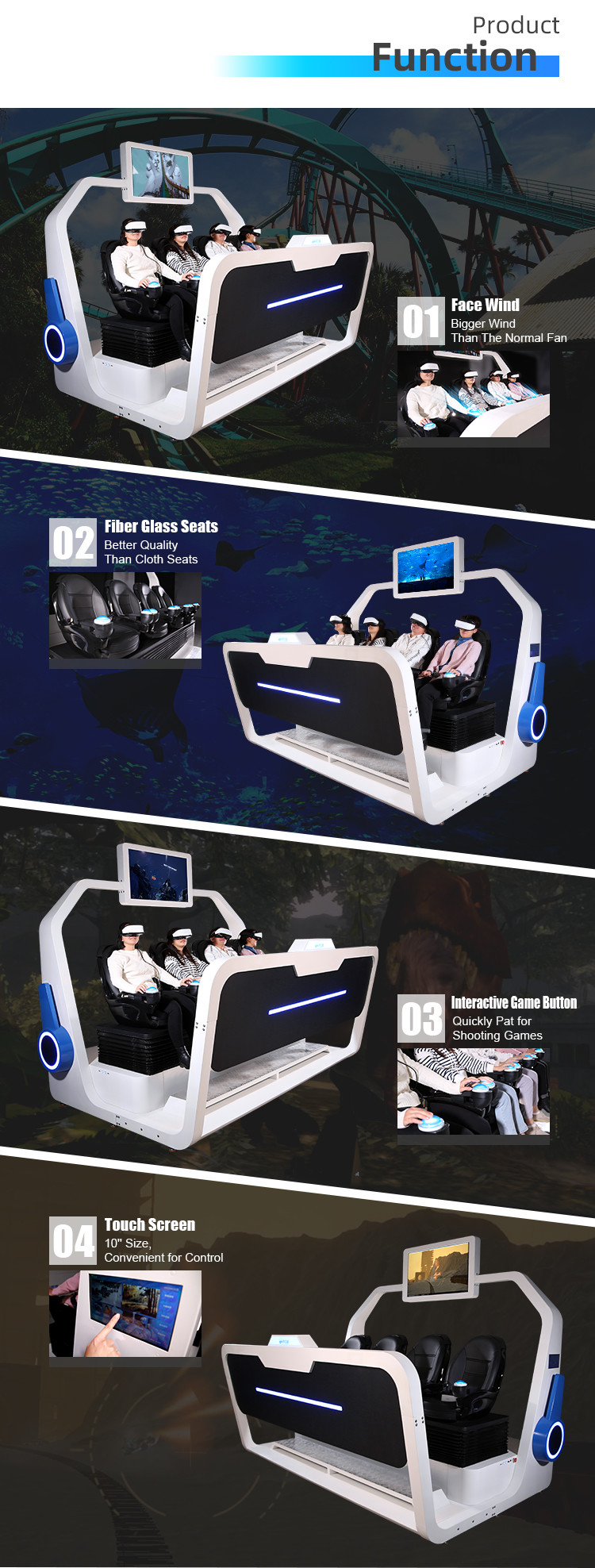 4 Seats Game VR Simulator Amusement Park Interactive VR Game With 3D Glasses