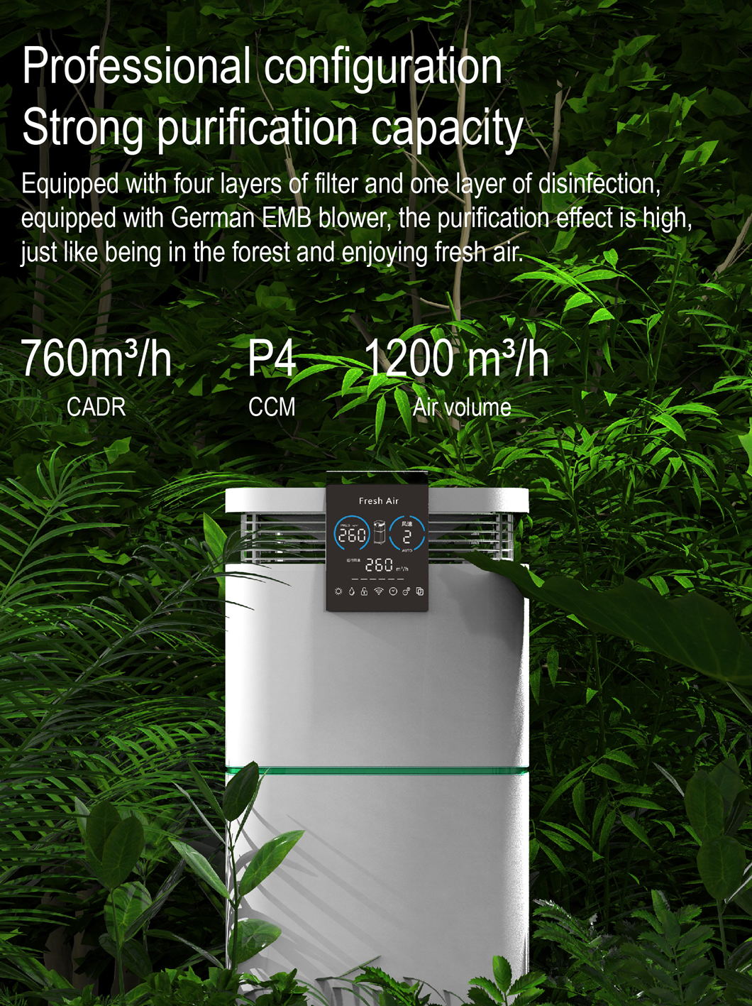 Homefish ODM UV Air Cleaner Negative Ion H13 True HEPA Filter Air Purifier Activated Carbon Tuya Smart Wifi Air Purifier