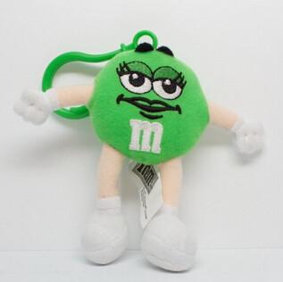 Quality Green M&M Character Stuffed Animals Cute Plush Keychains Customized for sale