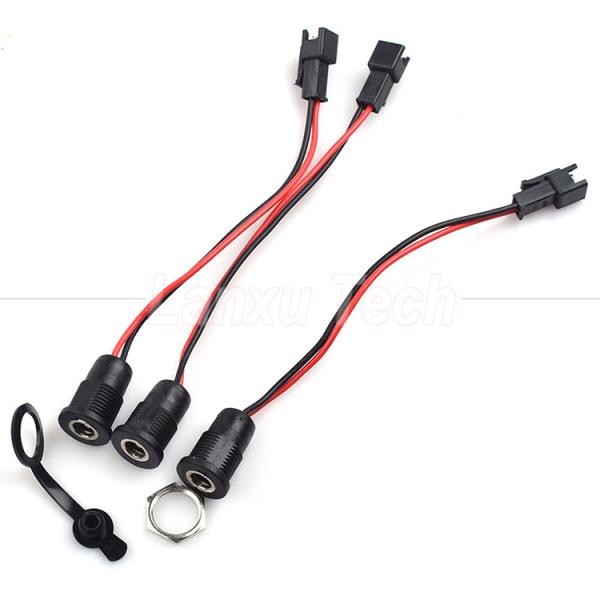 DC 022 5.5x2.1mm 5.5x2.5mm Female Socket Threaded Mount to JST SM 2 Pin Connector Cable