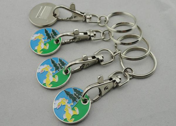 Quality Zinc Alloy, Aluminum, Iron Rabbit Trolley Coin with Key Chain, One Euro Coin for sale