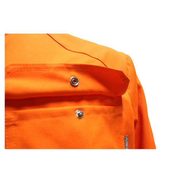 CVC 55% Cotton 45% Polyester 245GSM Orange Jacket With Reflective Strip Two Flap Pockets