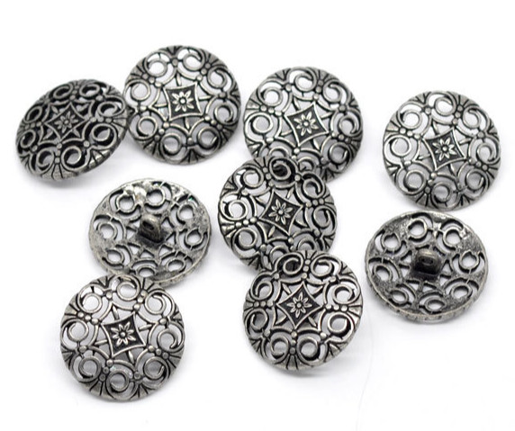 Ancient bronze&Ancient Silver Metal Jeans Shirt Button Retro Engraved Patterns Material Zinc Alloy