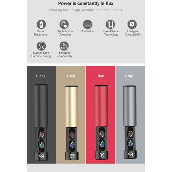 2 In 1 Auriculares Power Display Support Power Bank Earphones TWS Grey